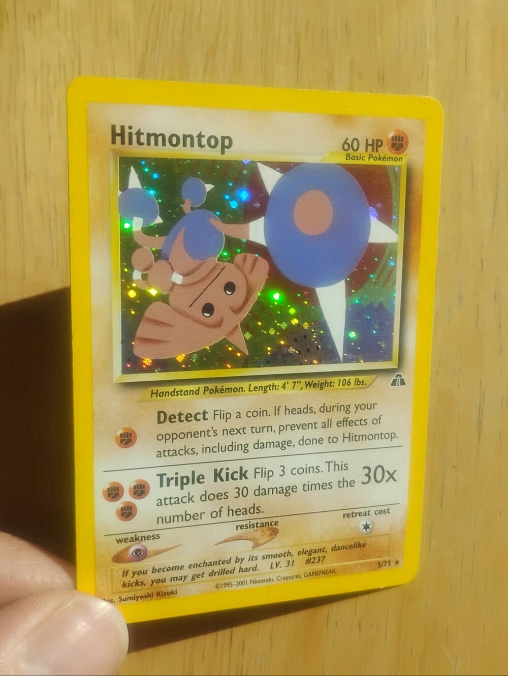 LP 2001 WOTC Holo Hitmontop 3/75 Neo Discovery Set Pokemon Card